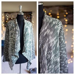 Cotton cowl sweater Blazer, black and white knit